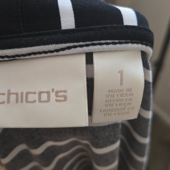 Chico's Black & White Waterfall Cardigan - Size 1 - EUC - Picture 2 of 3